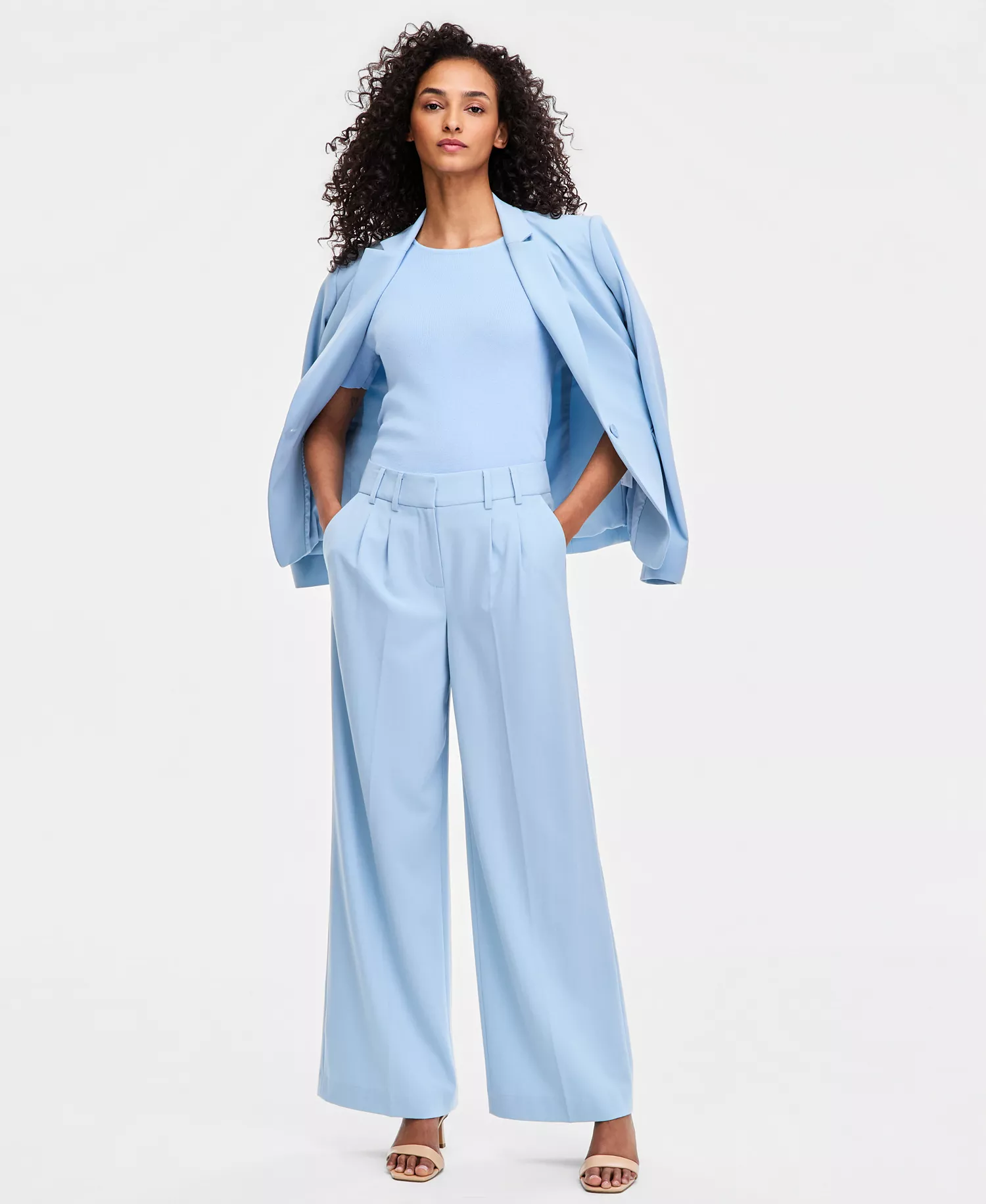 mni-79f15428baec175813afc2ca22a32474 Petite Pleat Front Wide-Leg Pants