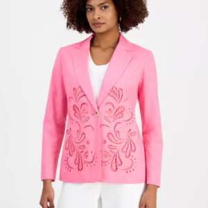 Women's Embroidered One-Button Jacket