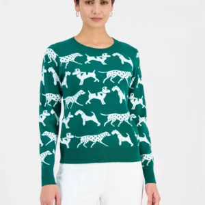Women's Dog Jacquard Crewneck Sweater