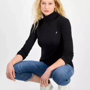 Jeans Women's Cotton Turtleneck Long-Sleeve T-Shirt, Online Only