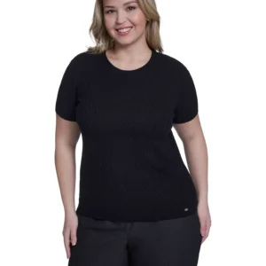 Plus Size Short-Sleeve Crew Neck Sweater
