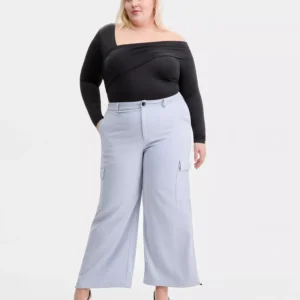 Trendy Plus Size Cargo Drawcord-Hem Pants, Macy's Exclusive