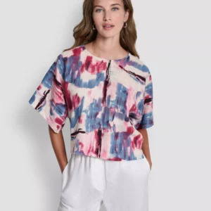 Women's Printed Drop Shoulder Crewneck Top