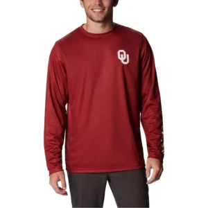 Men's Crimson Oklahoma Sooners Terminal Tackle Omni-Shade Raglan Long Sleeve T-Shirt