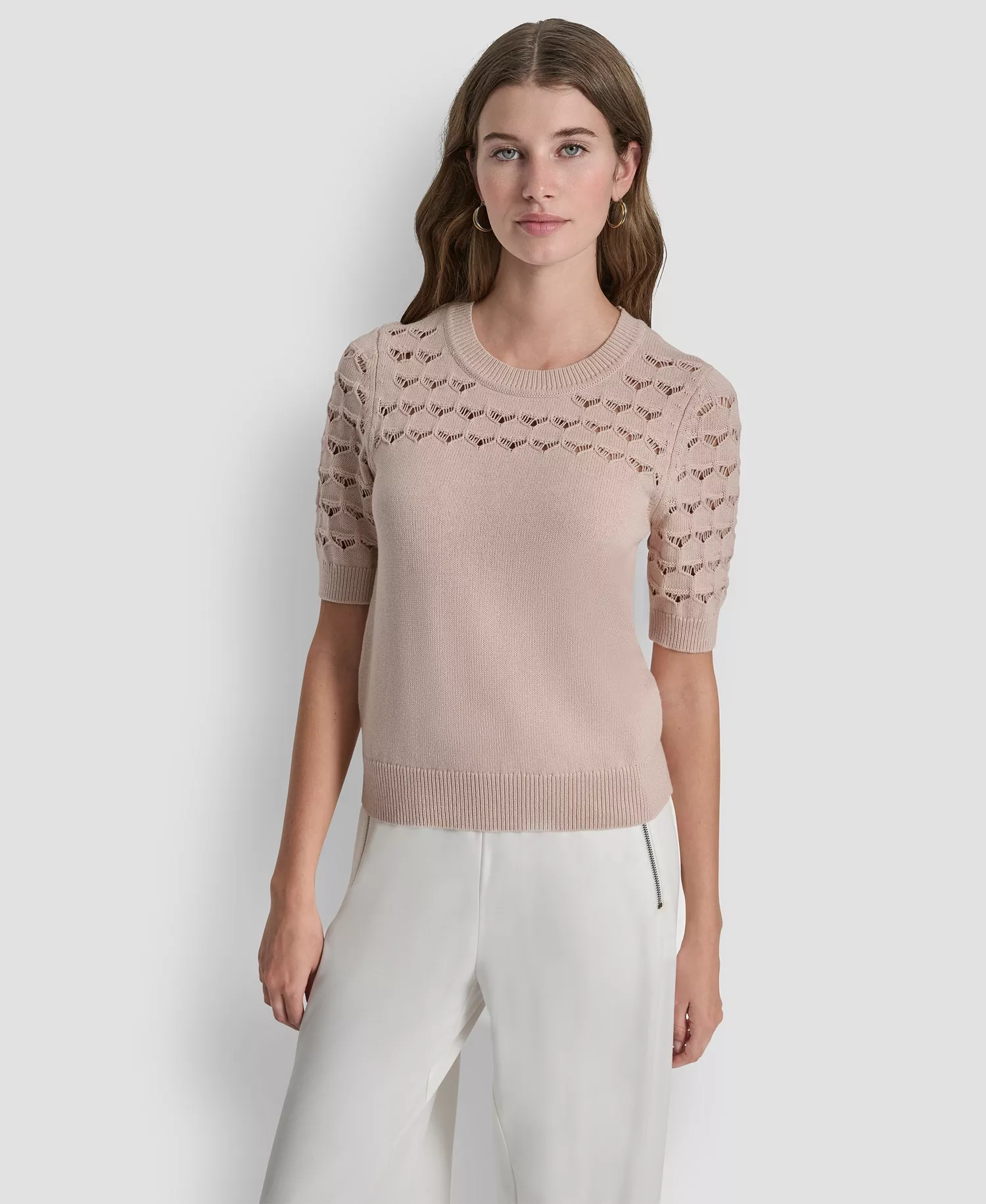 mni-7c0d76657740617ca7bd89056827562a Women's Short-Sleeve Ribbed Hem Sweater — изображение 5