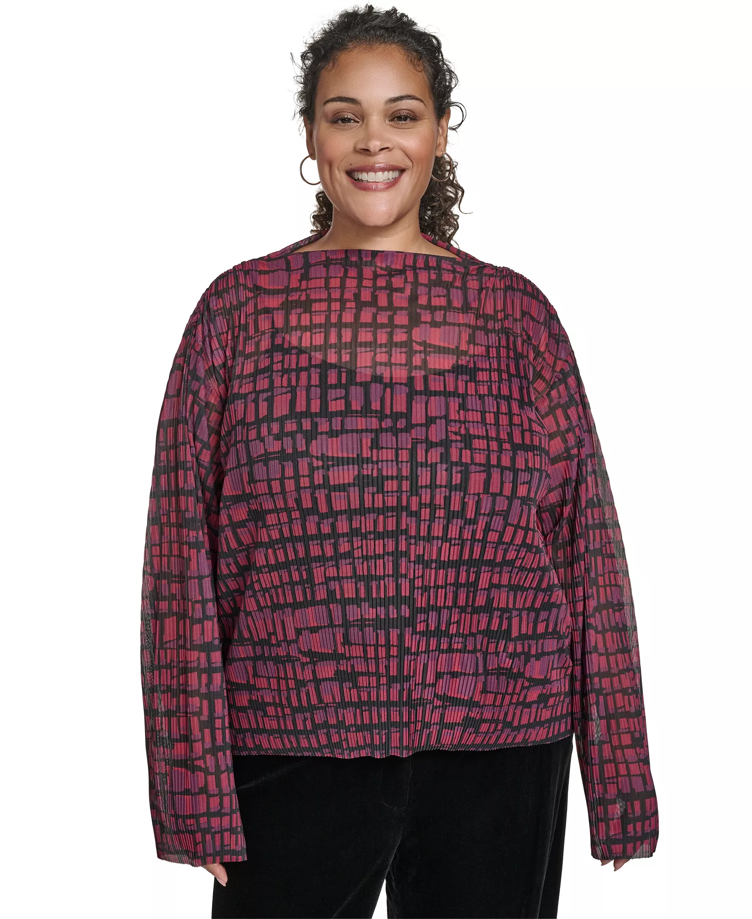 mni-7c9405c173495ce67f3a8cf770df3051 Plus Size Printed Long Sleeves Top