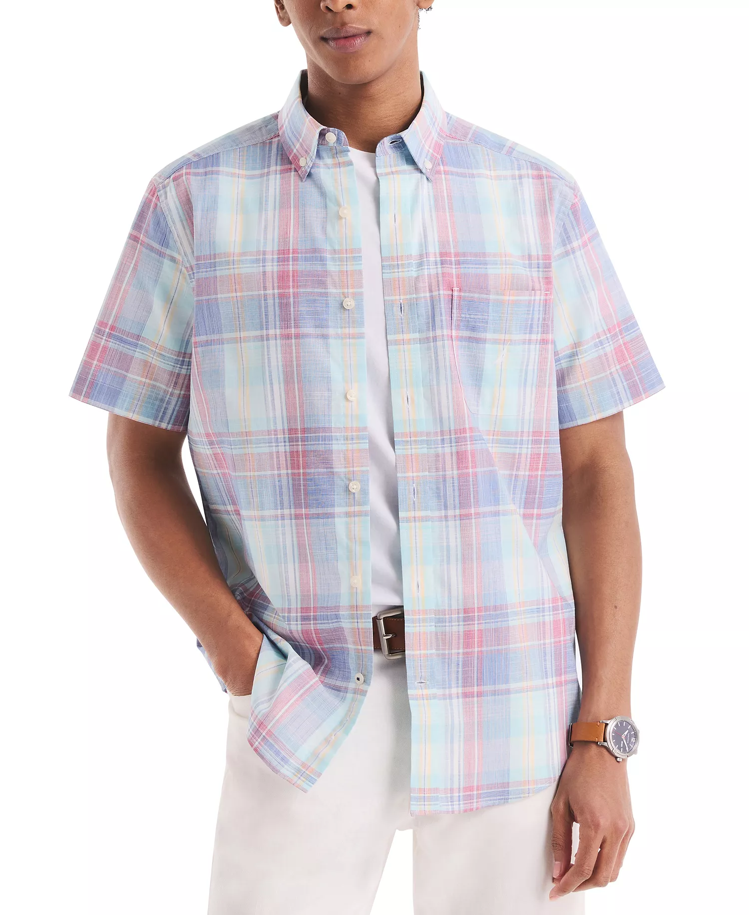 mni-7cc8a68b9c35279aa8235b7dedb56f34 Men's Classic-Fit Plaid Button-Down Poplin Shirt