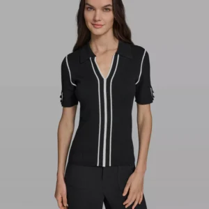 Women's Short-Sleeve Johnny Collar Sweater