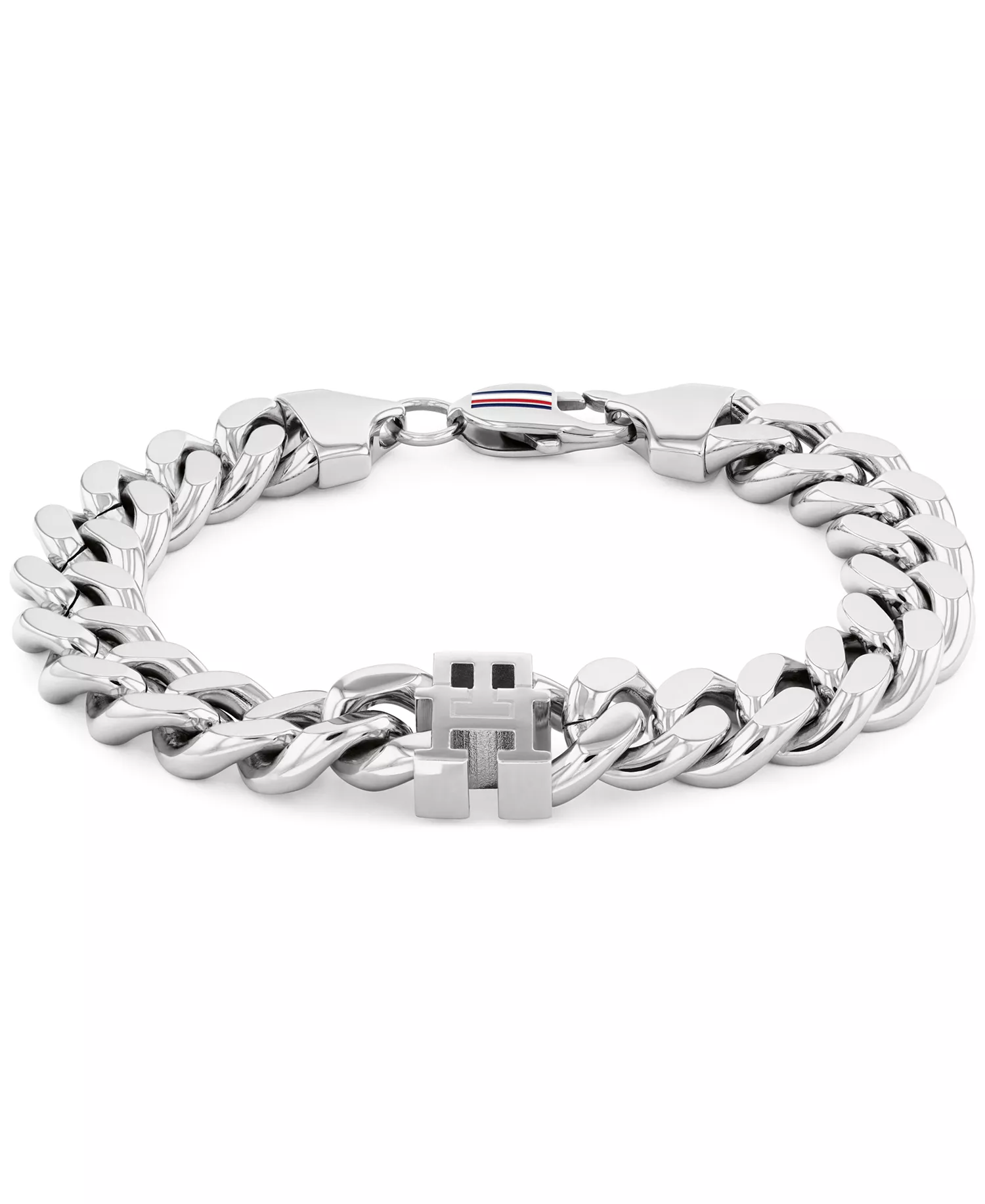 mni-7d45bf0fb70538551a7836cf0af6fef8 Men's Silver-Tone Stainless Steel Chain Bracelet