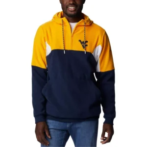 Men's Navy West Virginia Mountaineers Lodge Quarter-Zip Hoodie