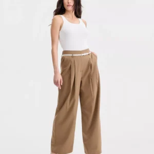Women's Belted Pleated Wide-Leg Trousers, Macy's Exclusive