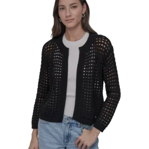 Petite Open-Stitch Cardigan Sweater