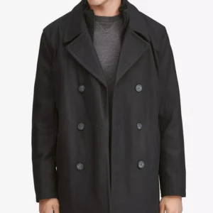 Men's Peacoat with Inset Bib
