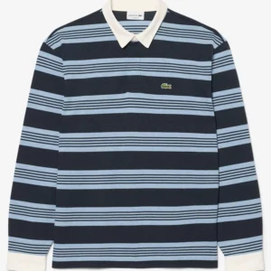 Men's Relaxed Fit Striped Piqu Rugby Polo Shirt