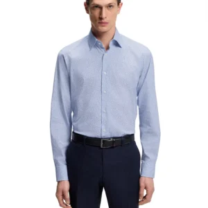 BOSS by Men's Printed Stretch Cotton Regular-Fit Dress Shirt