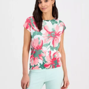Petite Printed Dolman-Sleeve Sweater, Macy's Exclusive