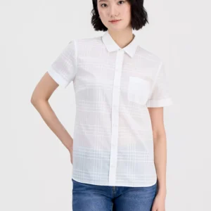 Nautica Women's Cotton Dobby Plaid Camp Shirt