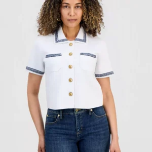 Petite Embroidered-Trim Cardigan, Macy's Exclusive