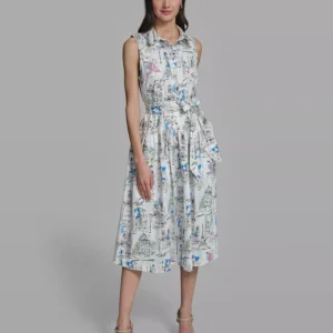 Petite Collared Neck Midi Dress