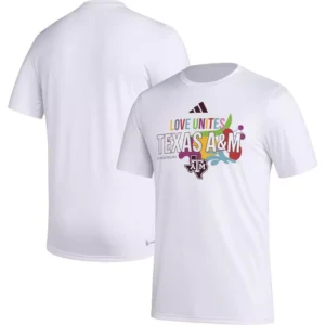 Men's x Rich Mnisi Pride Collection White Texas A M Aggies Pregame AEROREADY T-Shirt