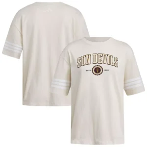 Women's Cream Arizona State Sun Devils Fashion Three-Stripes Oversized T-Shirt