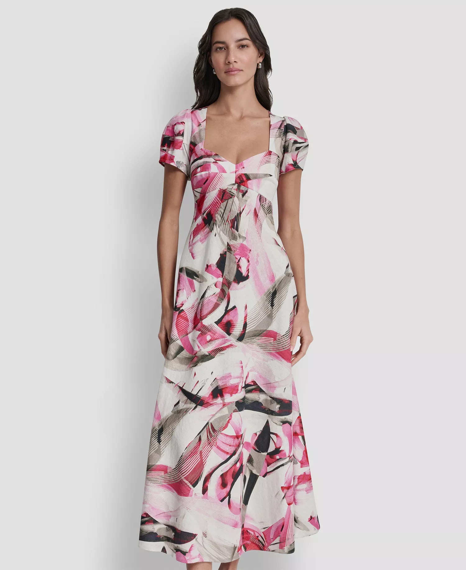 mni-860381d180b619b9e447591fc9d503e5 Women's Printed V-Neck Midi Dress