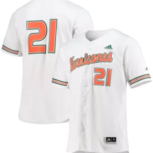 Men's White Miami Hurricanes Replica Baseball Jersey