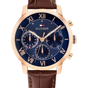 Men's Multifunction Dark Brown Leather Strap Watch, 42mm