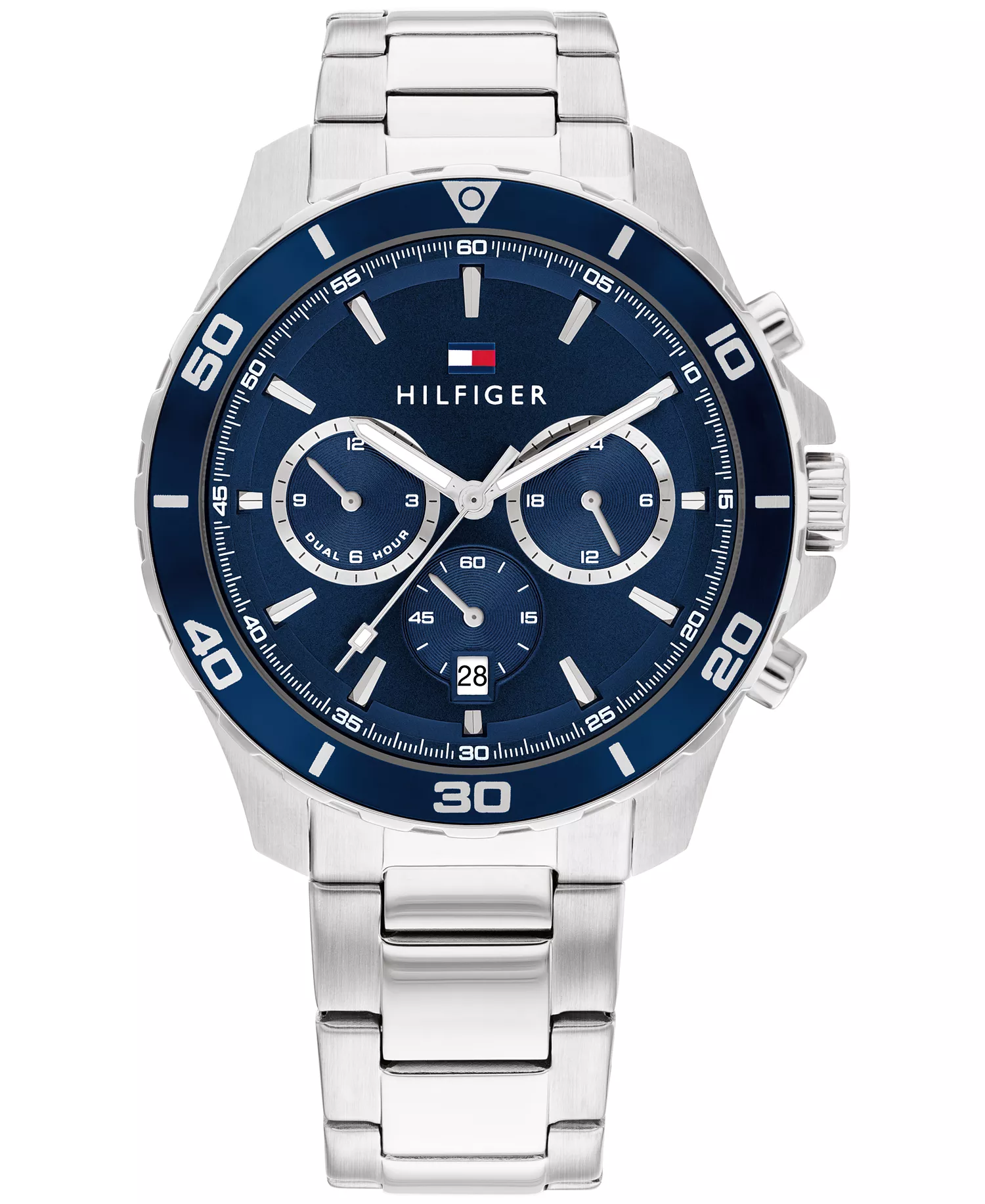 mni-88475f79b1c81e56da6f973e6ec61d0c Men's Multifunction Silver-Tone Stainless Steel Watch 43mm