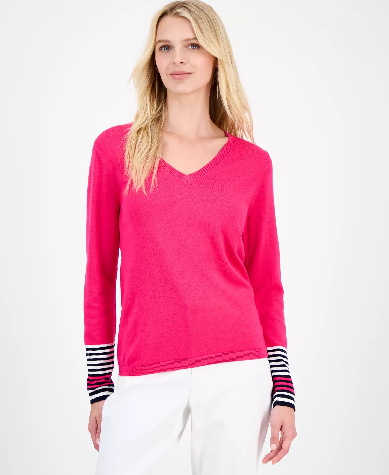 mni-8852ef454b891163bc9c3049f5e8bc66 Nautica Women's Cotton V-Neck Sweater — изображение 4