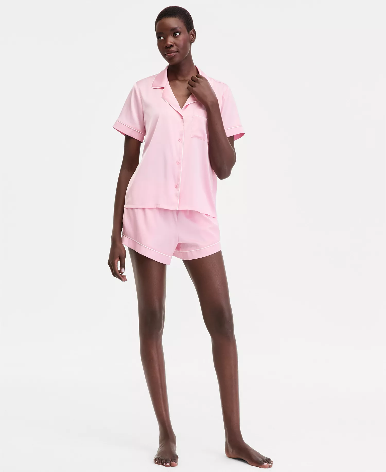mni-88accb95aaee8d75cf57da02b2d47c7f Women's Stretch Satin Short-Sleeve Pajama Set, Exclusively at Macy's — изображение 5