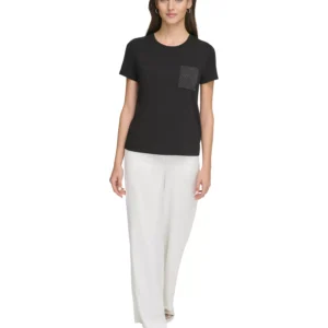 Women's Studded Pocket Short-Sleeve Shirt