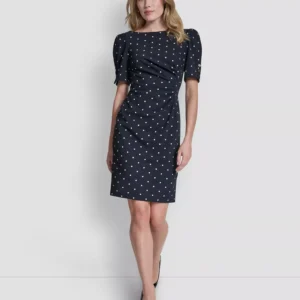 Women's Short-Sleeve Jewel Neck Dress