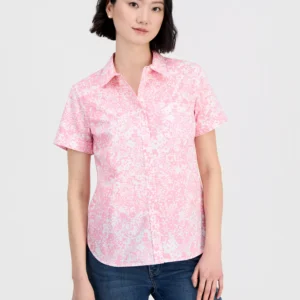Nautica Women's Shadow Floral Cotton Camp Shirt