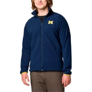 Men's Navy Michigan Wolverines Big Tall Flanker IV Fleece Raglan Full-Zip Jacket