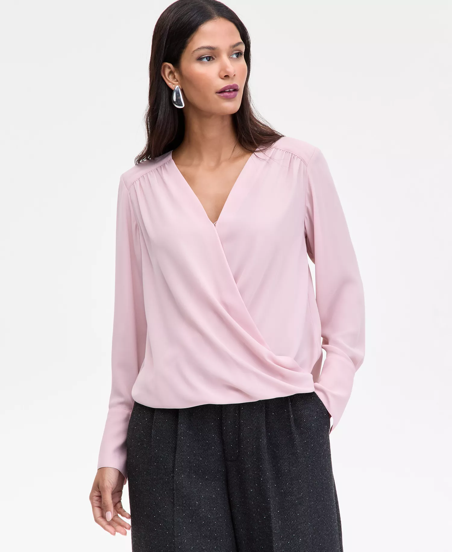 mni-8b25980215f81fcb953b00f3d16f9fc3 Women's Surplice Long-Sleeve Blouse, Exclusively at Macy's — изображение 5