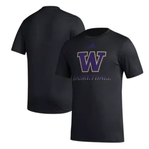 Men's Black Washington Huskies Fadeaway Basketball Pregame AEROREADY T-Shirt