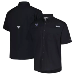Men's Black Colorado Rockies Tamiami Omni-Shade Button-Down Shirt