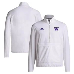 Men's White Washington Huskies 2024 Coaches Sideline Half-Zip Jacket