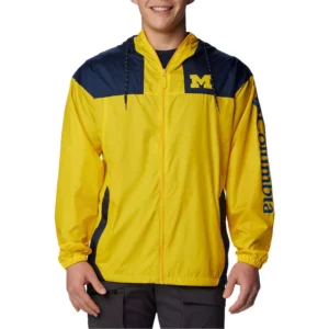 Men's Maize Michigan Wolverines Flash Challenger Omni-Shade Full-Zip Windbreaker Hoodie Jacket