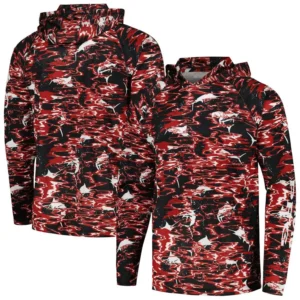 Men's  Black Arkansas Razorbacks PFG Terminal Tackle Omni-Shade Rippled Long Sleeve Hooded T-shirt