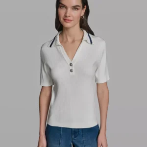 Women's Short-Sleeve Collared Sweater