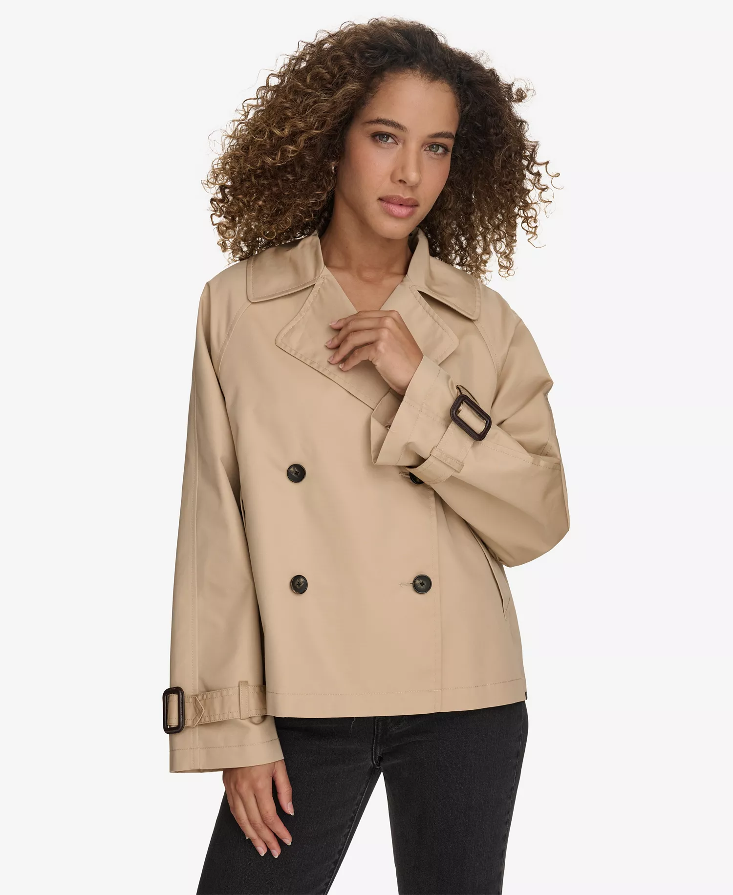 mni-8d8be0a4ca641f0a8bf00873adacac10 Women's Regular Short Double Breasted Trench Coat