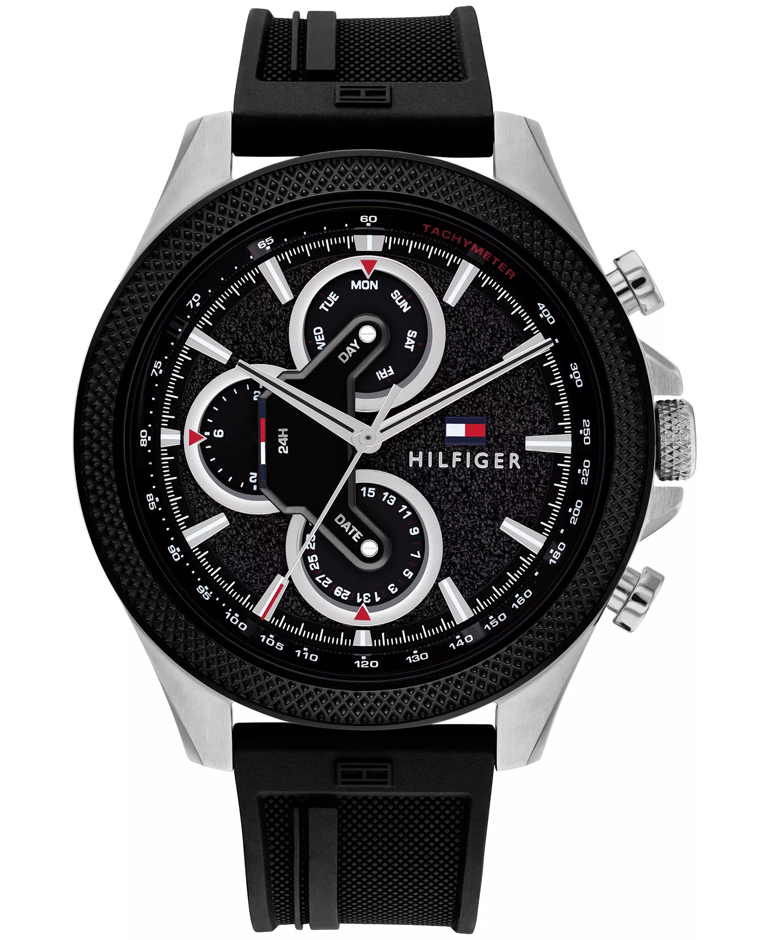 mni-8eb12a2e8b1a98f6412e82a298ee6037 Men's Multifunction Black Silicone Watch 46mm