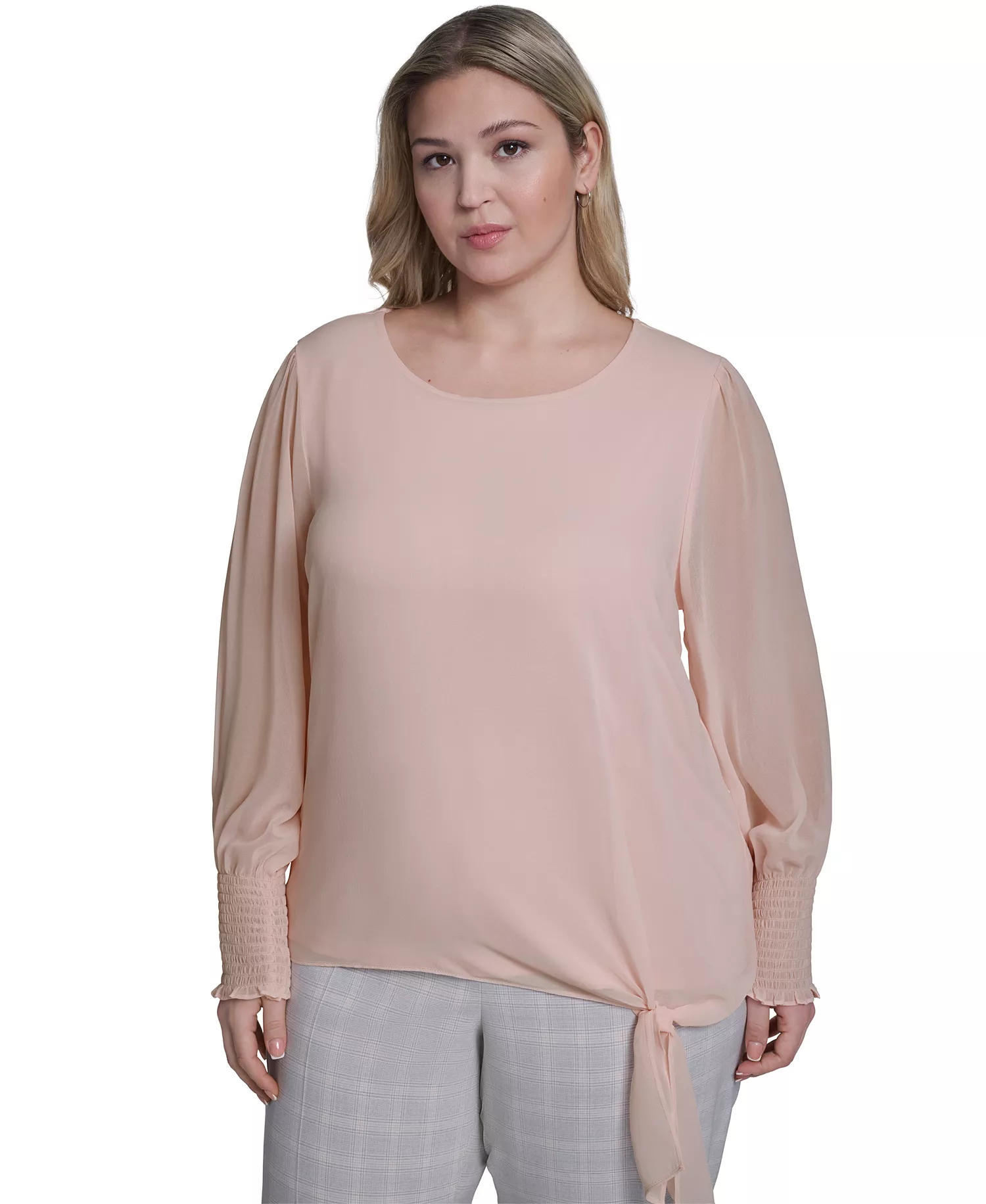 mni-9002aea83163985563dc169855f7b4aa Plus Size Mixed Media Long-Sleeve Top