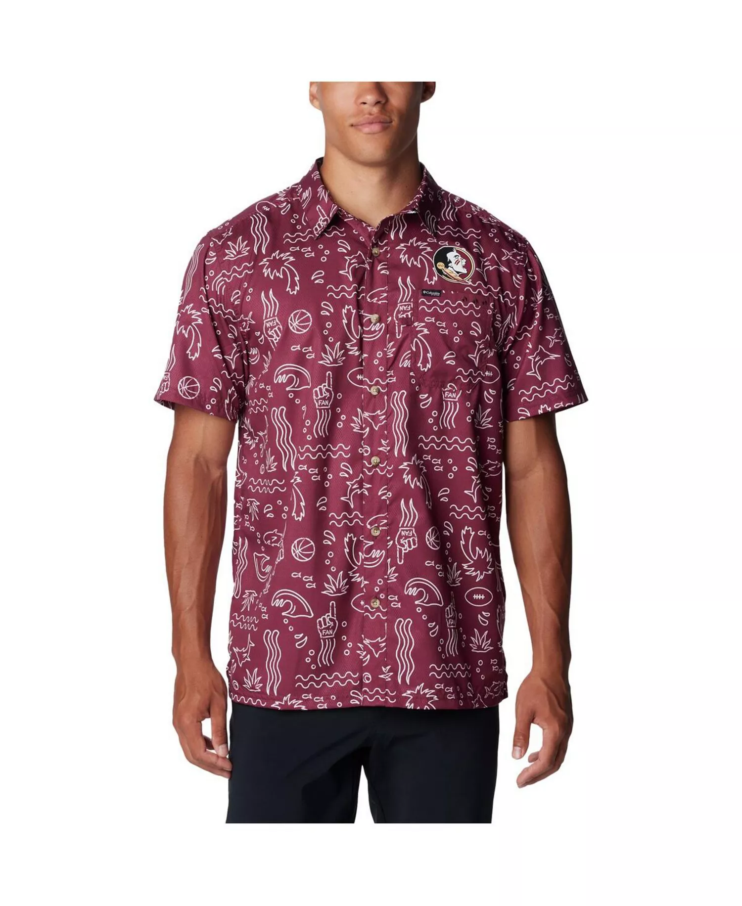 mni-907b15989e2eae2e327c1da9297b9b34 Men's Garnet Florida State Seminoles Super Slack Tide Omni-Wick Button-Up Shirt