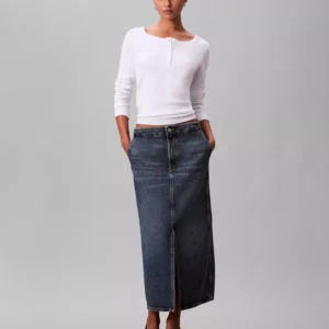 Women's Denim Maxi Carpenter Skirt