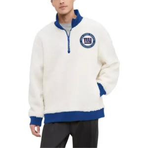 Men's Cream New York Giants Jordan Sherpa Quarter-Zip Sweatshirt