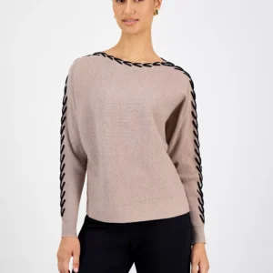 Women's Ribbed Dolman-Sleeve Sweater
