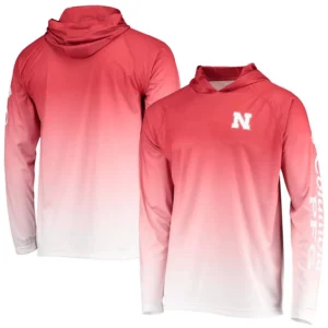 Men's Scarlet Nebraska Huskers Terminal Tackle Omni-Shade UPF 50 Long Sleeve Hooded T-shirt